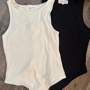 Pink Rose women’s body suit bundle  - Black and off white